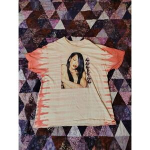 Aaliyah T-shirt Mens XL Pink Graphic Short Sleeve Aaliyah Print Tie-Dye Retro